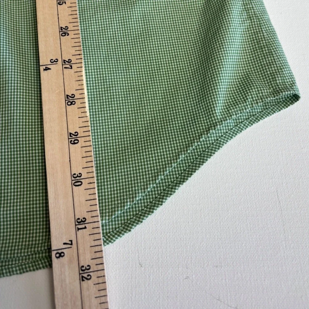 Banana Republic Mens‎ Green Gingham Non Iron Classic Fit Shirt 16-16.5 L Cotton